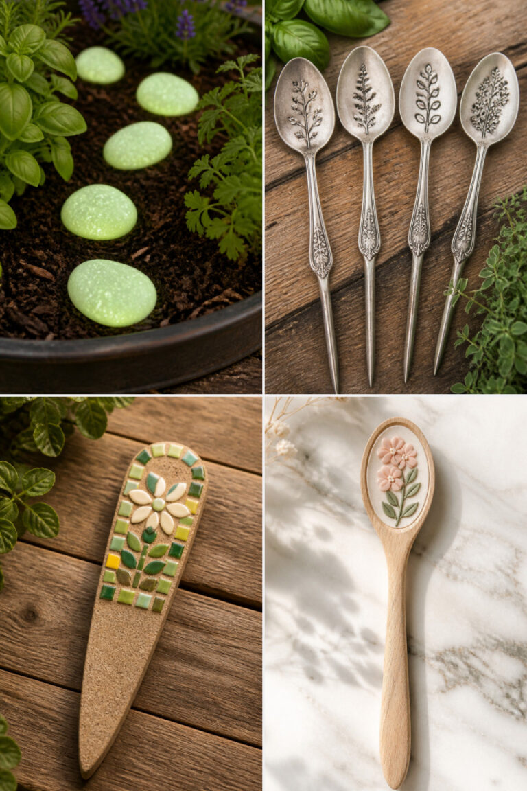 15 Garden Marker and Plant Label Crafts Made From Spoons and Rocks