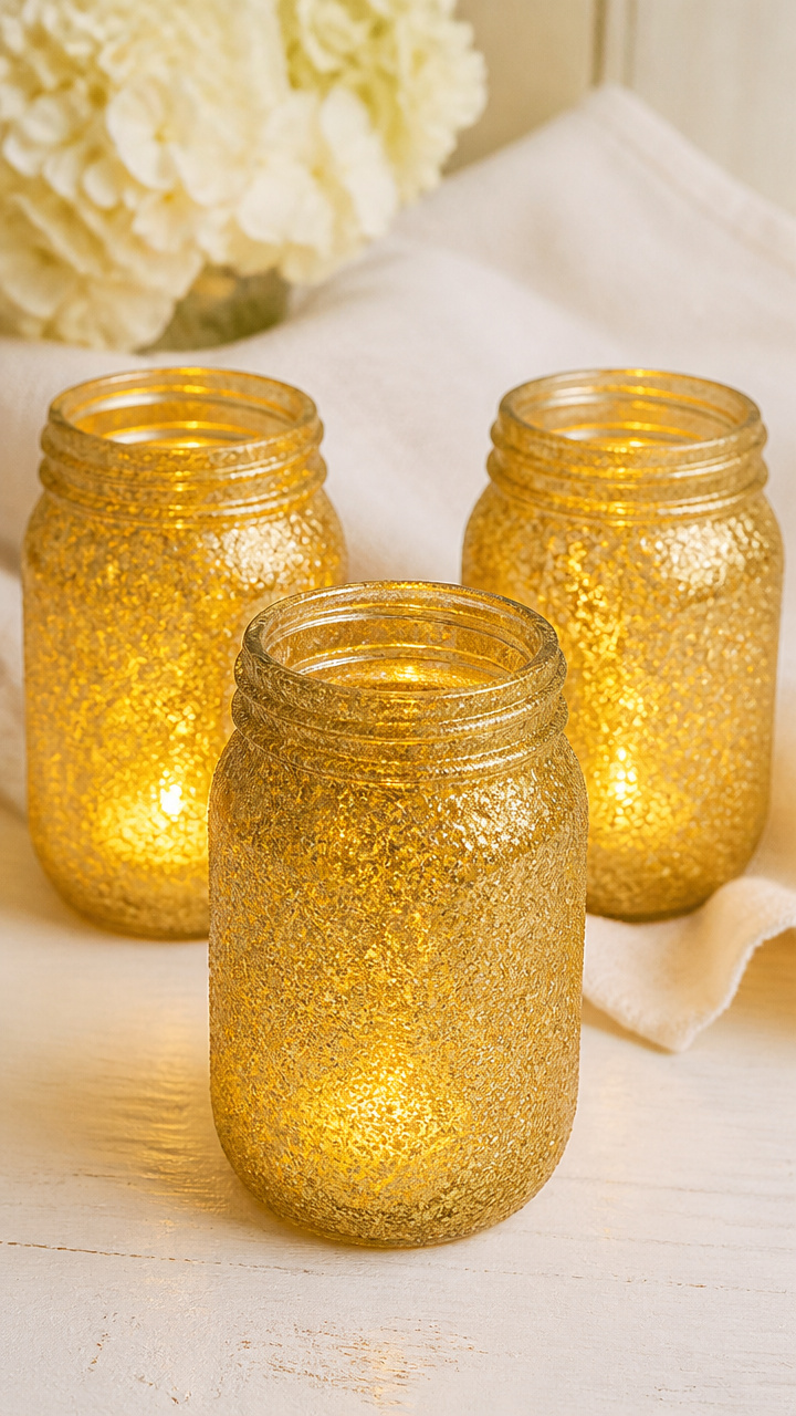 Glittered Mason Jar Luminaries