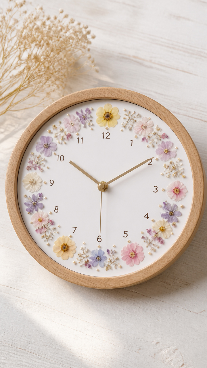 Pressed Flower Clock Frame