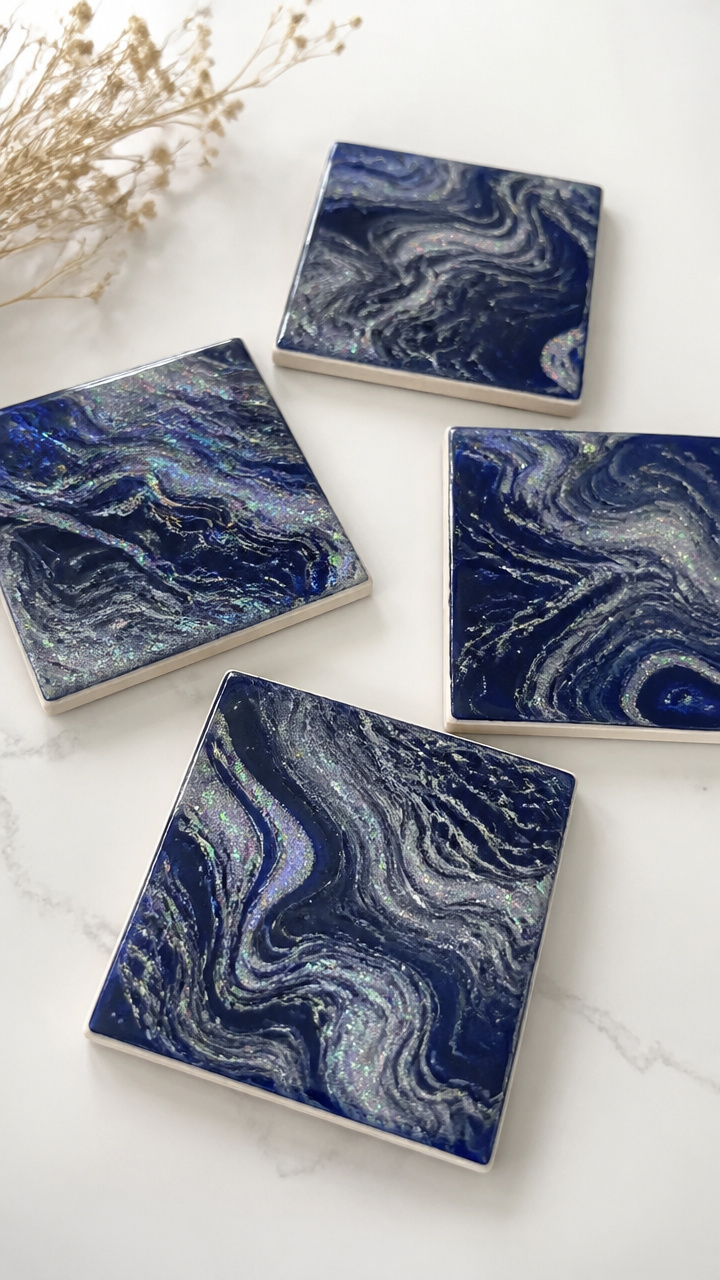 Marbled Nail Polish Coasters
