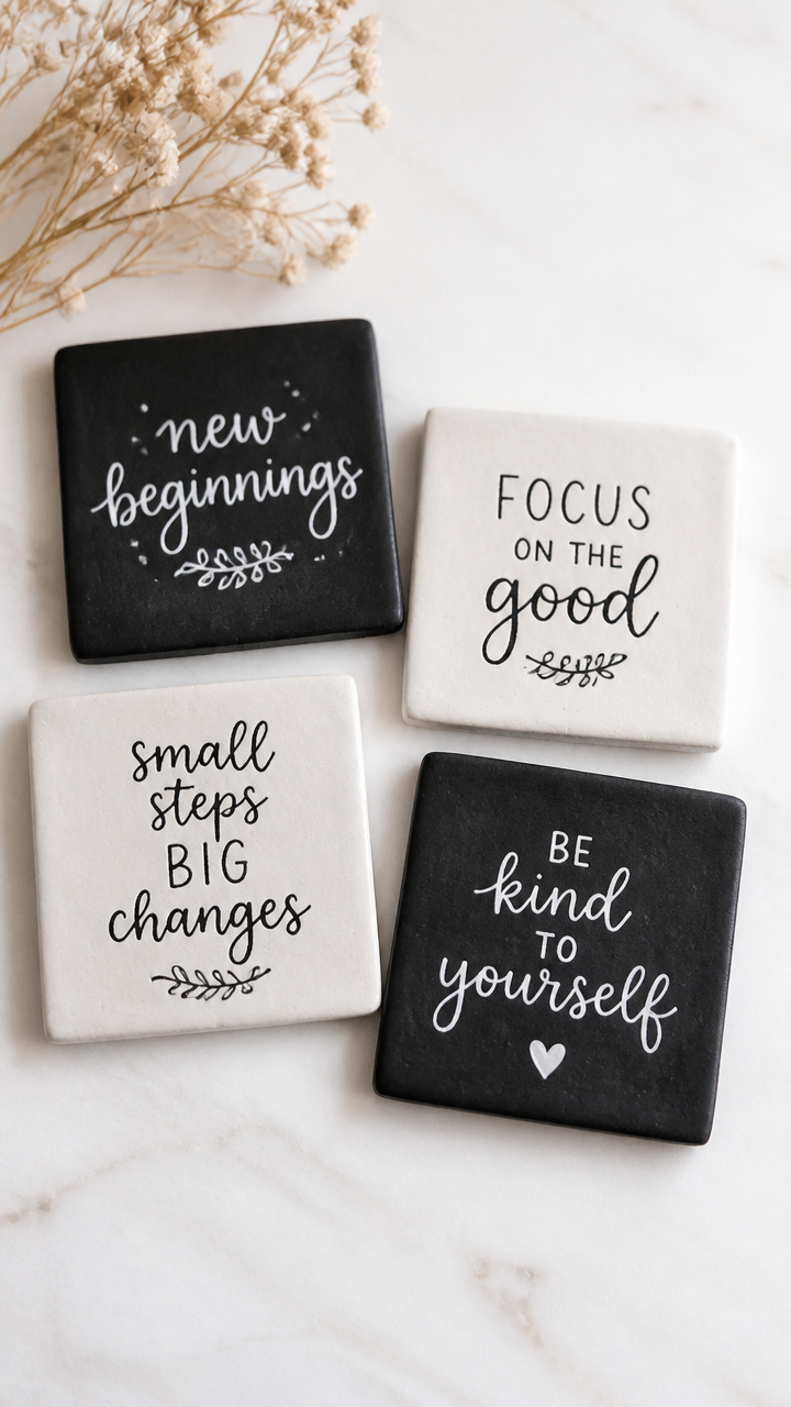 Clay Motto Coasters