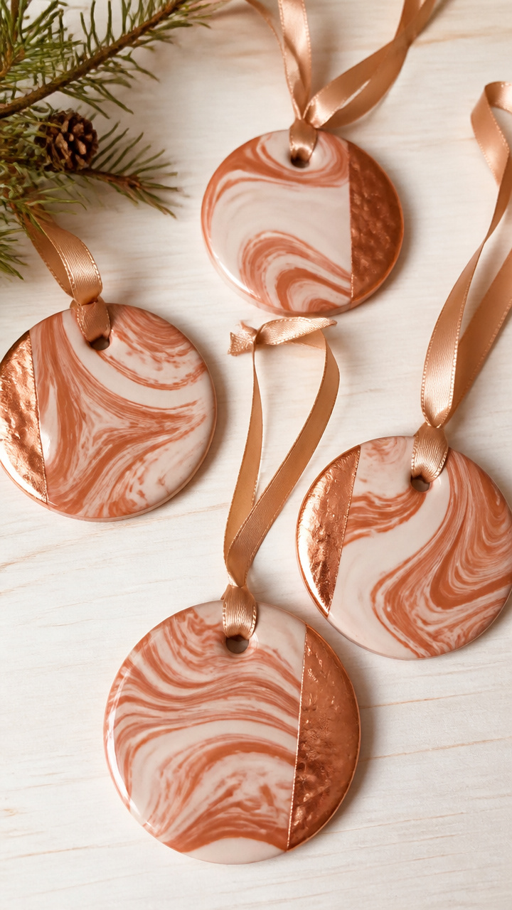 Marbled Air Dry Clay Ornaments
