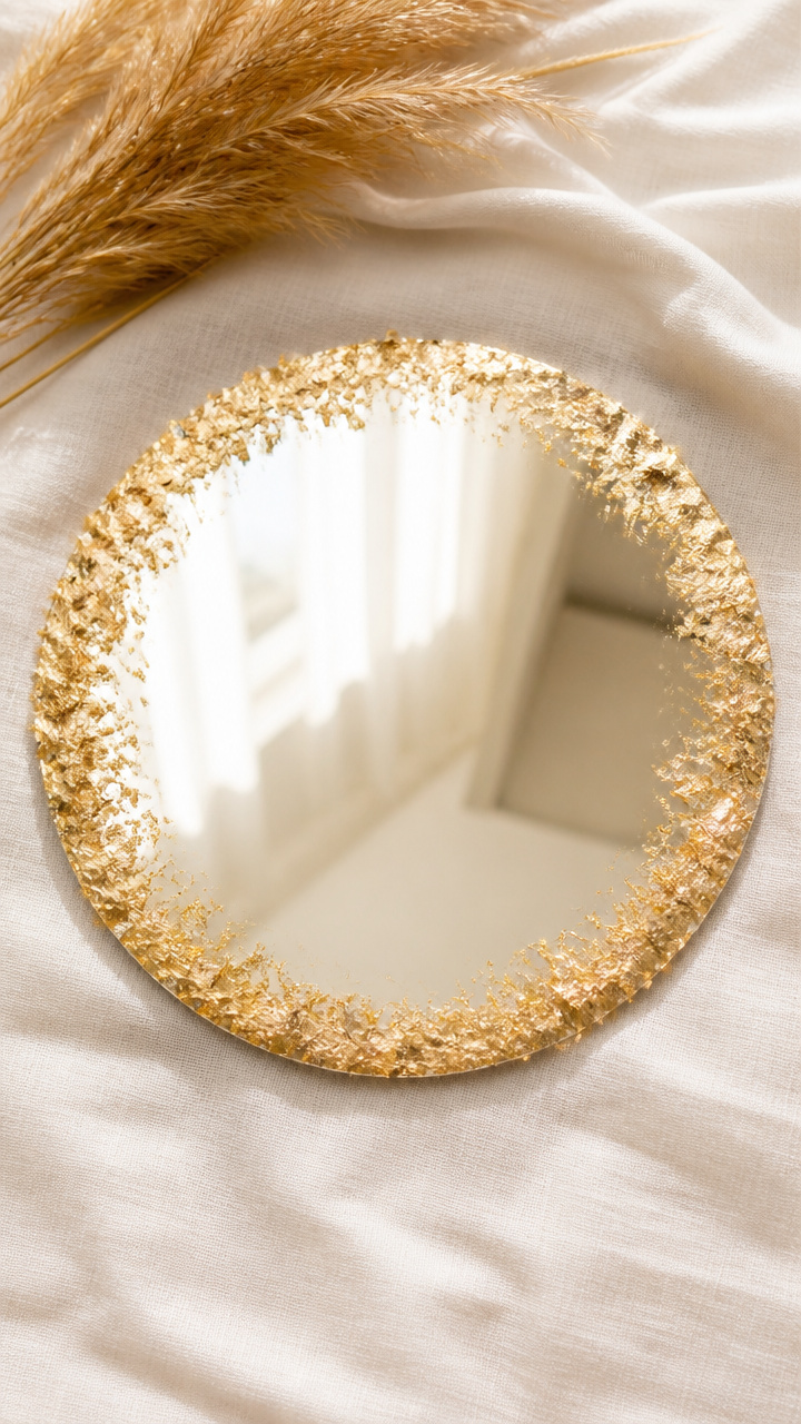 Mirror Decoupage with Gold Leaf