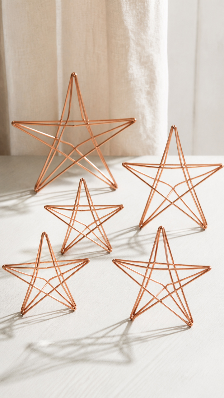 Copper Wire Star Sculptures