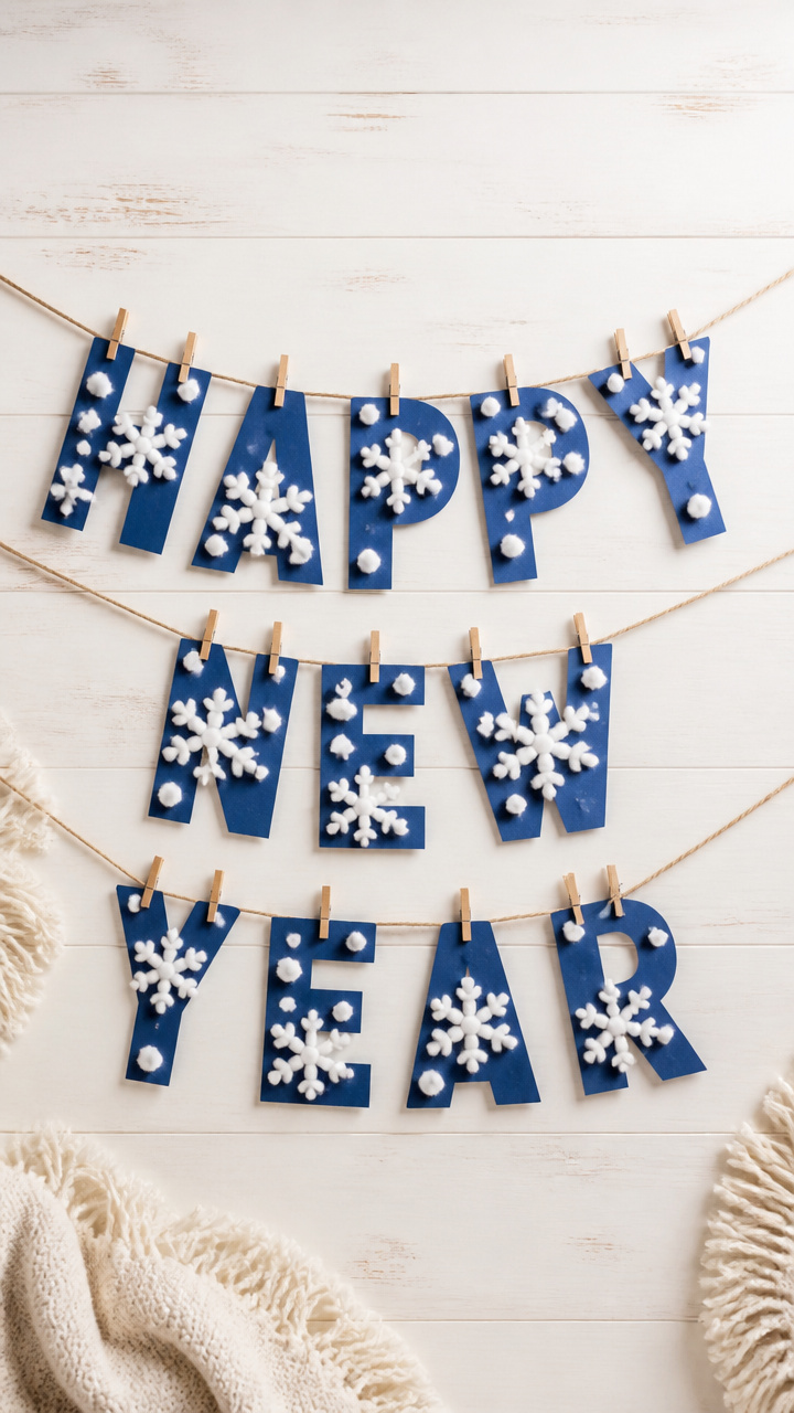 Cotton Ball Snow Banner