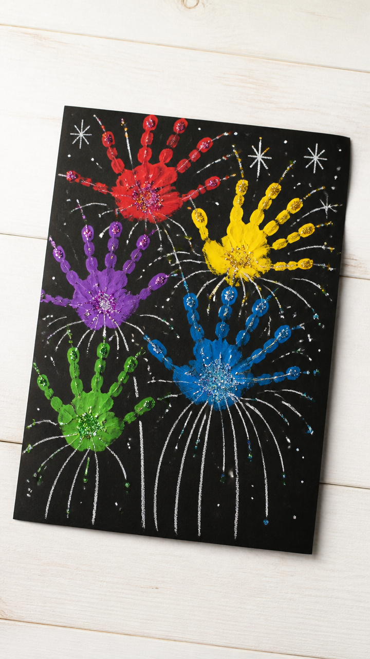 Handprint Fireworks Cards