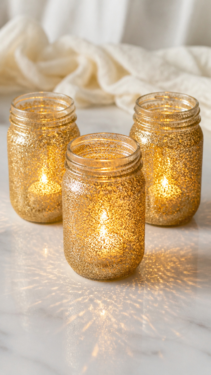 Glittered Mason Jar Luminaries