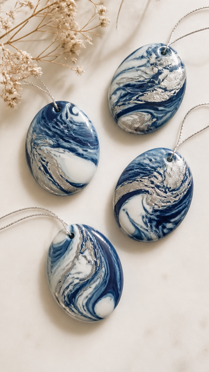 Marbled Clay Ornament Set