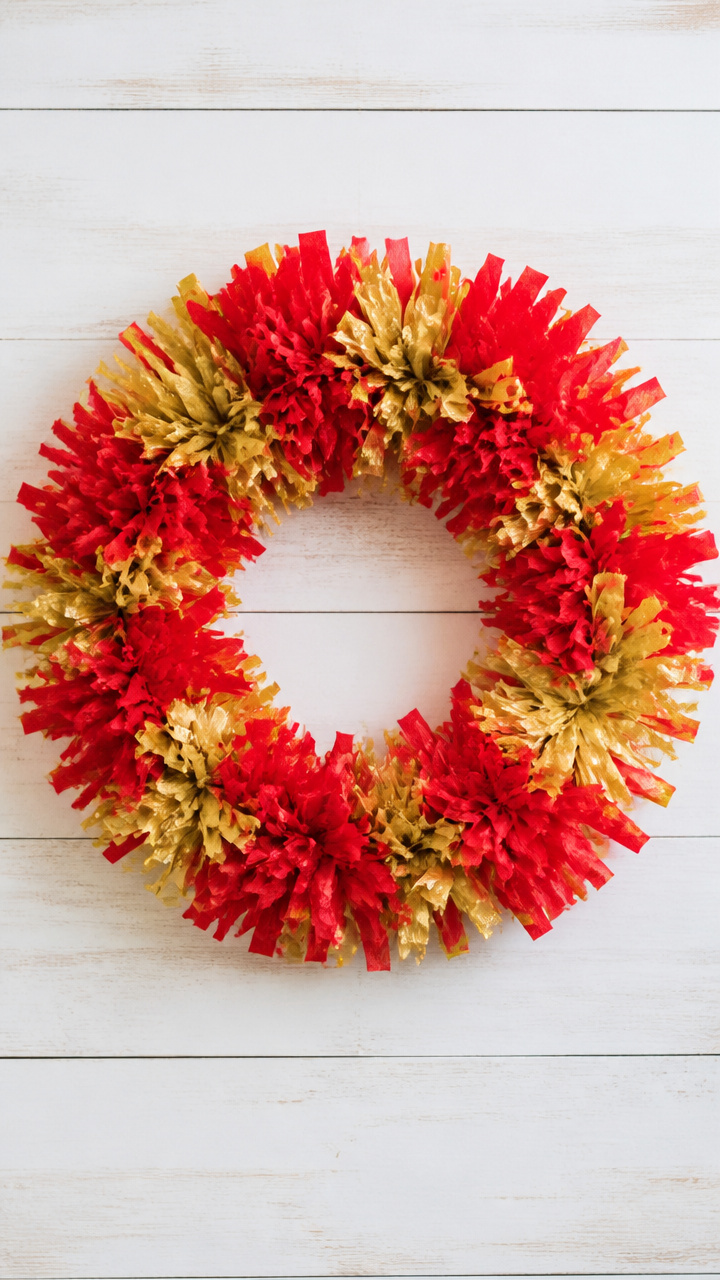 Tissue Paper Tassel Wreath