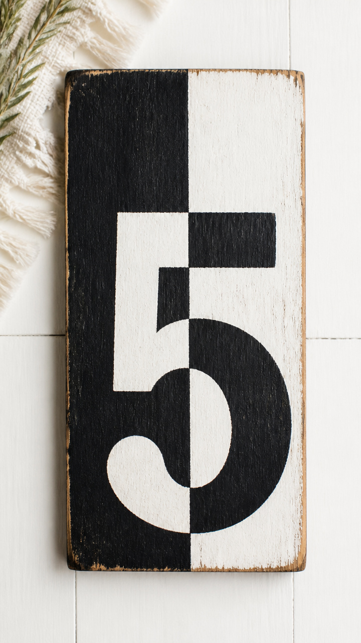 Painted Wooden Number Sign