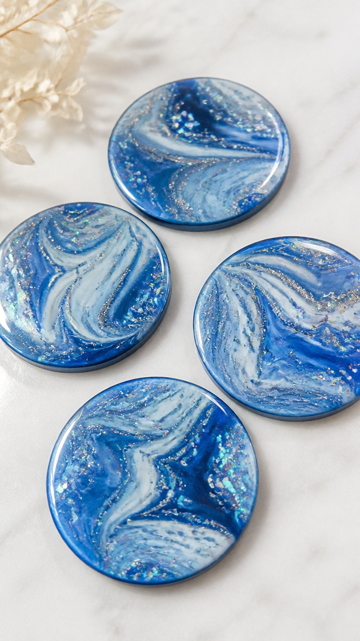 Marbled Nail Polish Coasters
