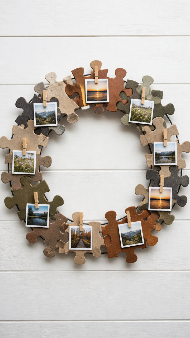 Puzzle Piece Memory Wreath