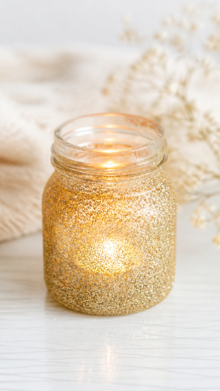 Glittered Mason Jar Candles
