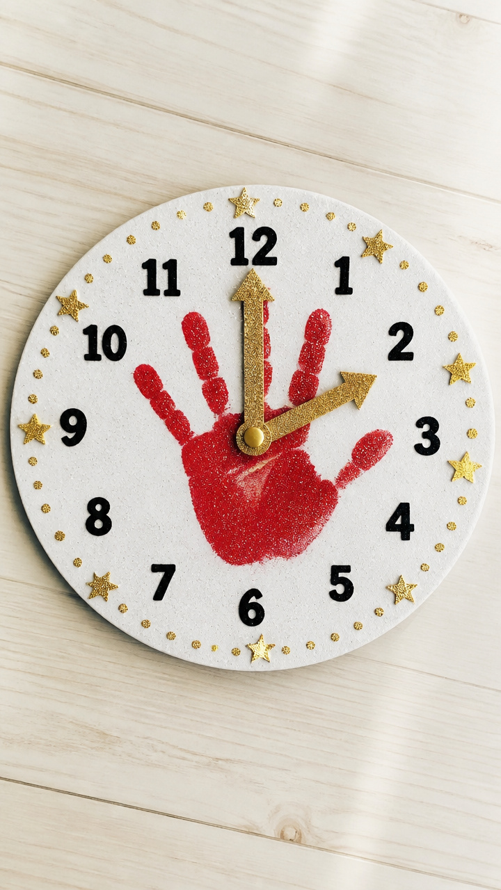 Glittery Handprint Clock