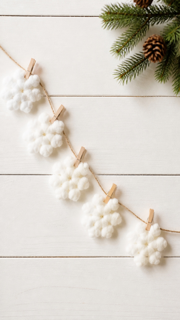 Cotton Ball Snow Banner