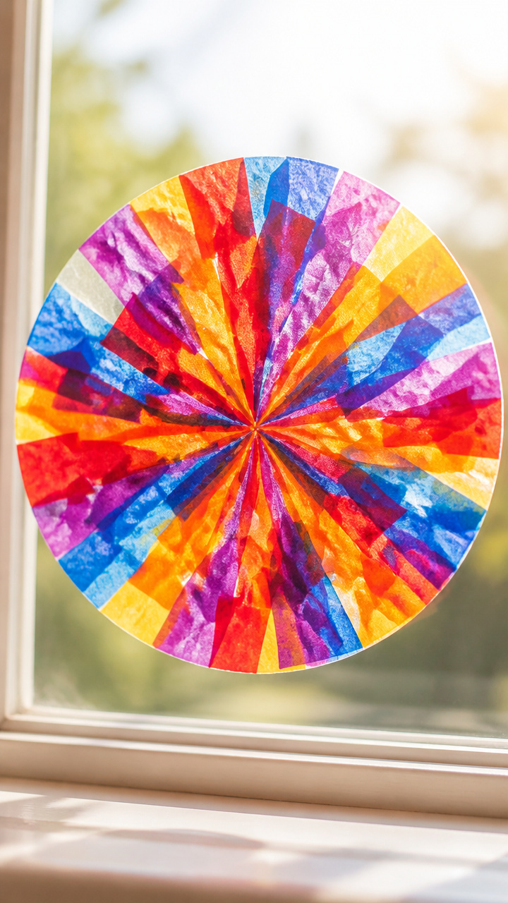 Tissue Paper Fireworks Window Art