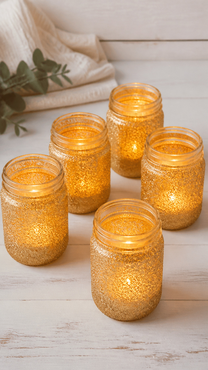Glittered Mason Jar Candles