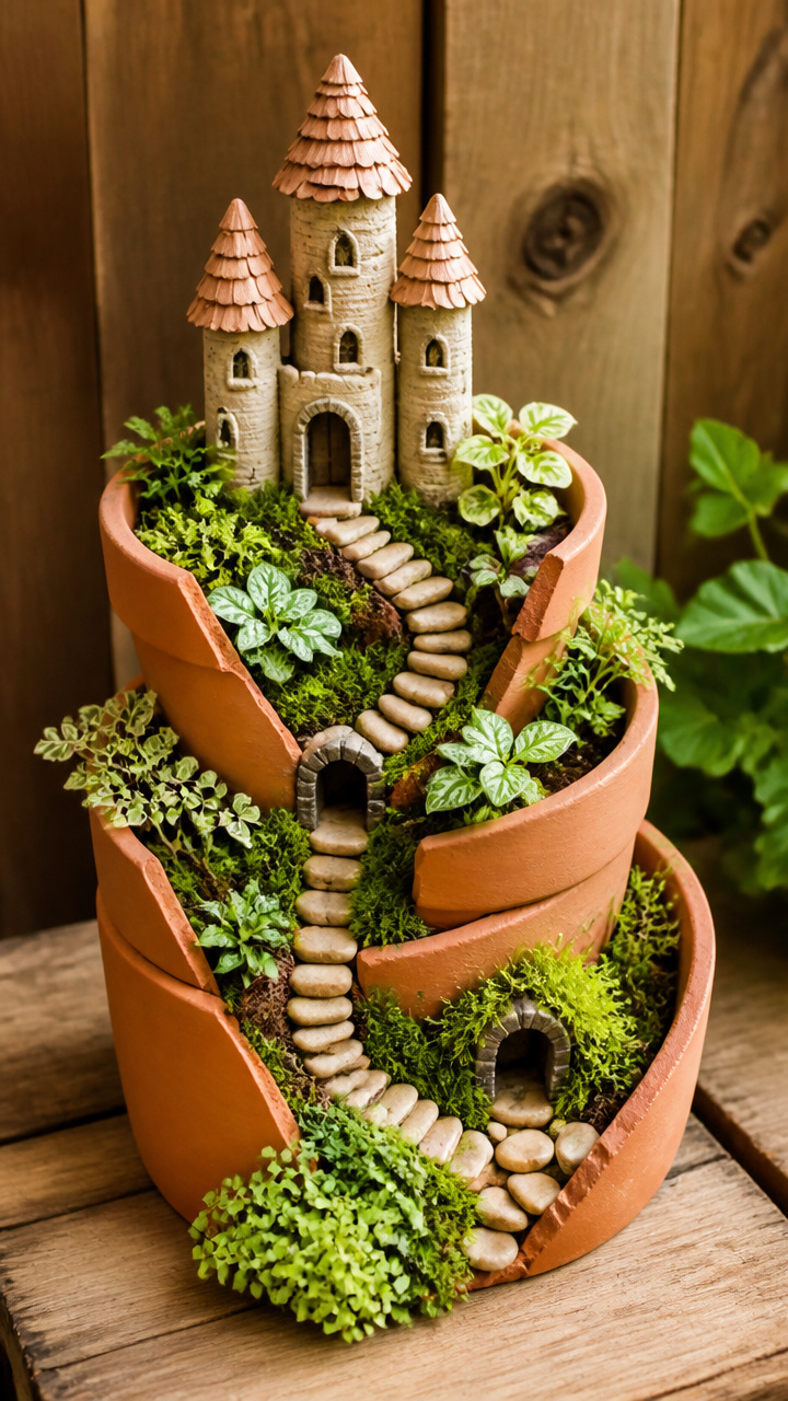 Broken Terracotta Pot Layered Castle