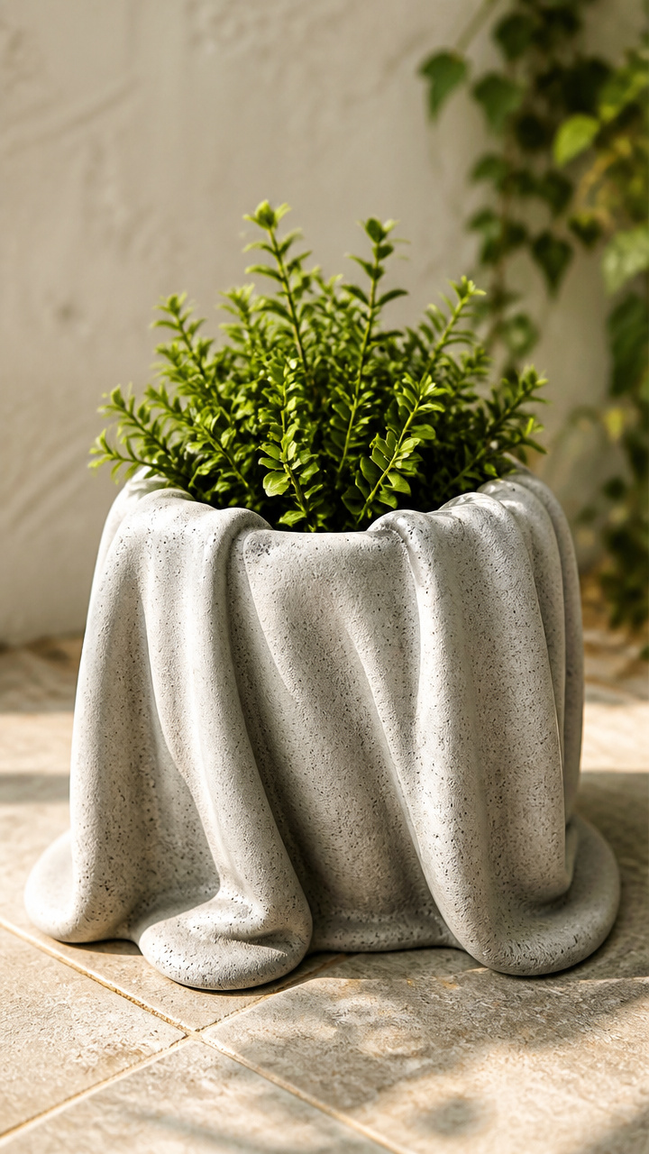 Draped Towel Planter Pot