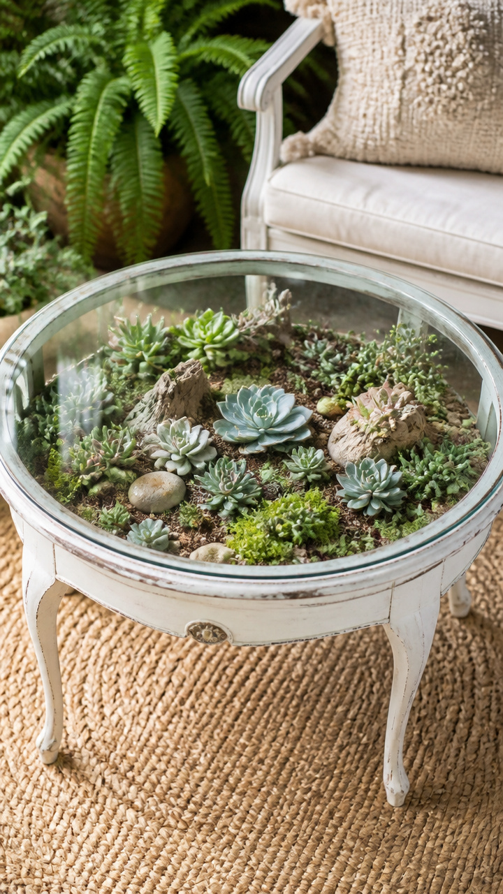 Glass Coffee Table Succulent Terrarium