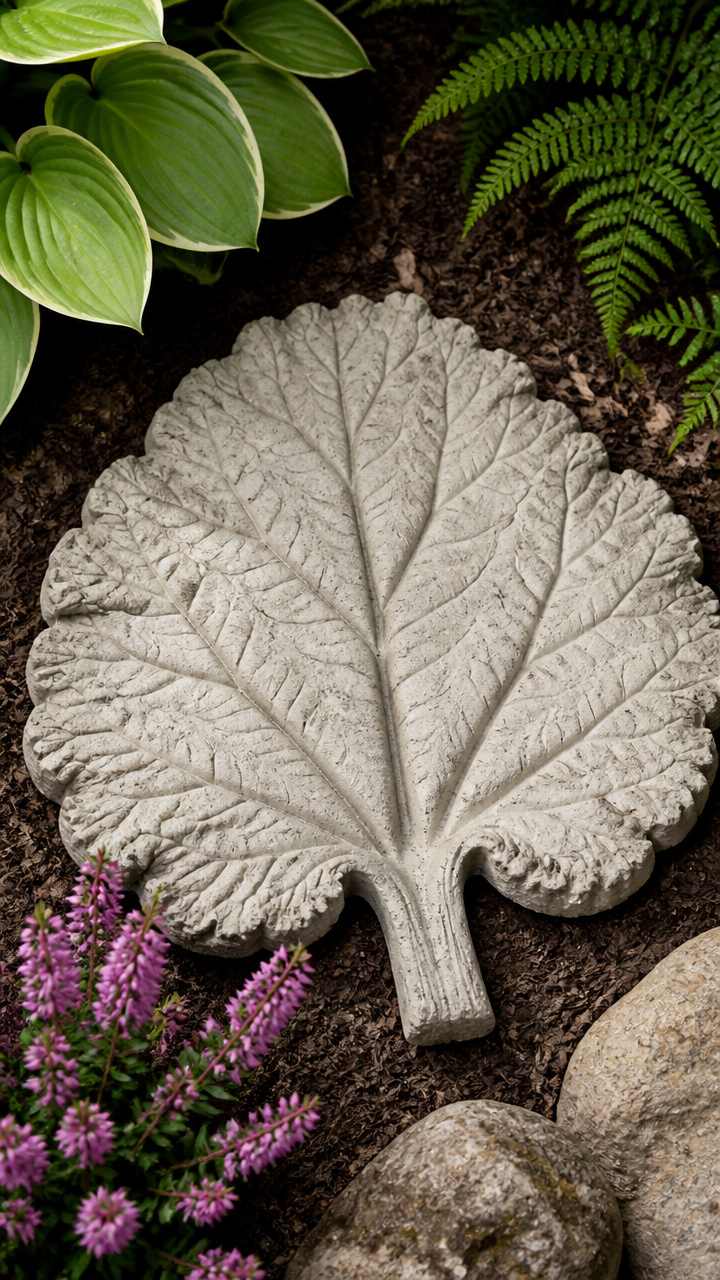 Large Rhubarb Leaf Stepping Stone