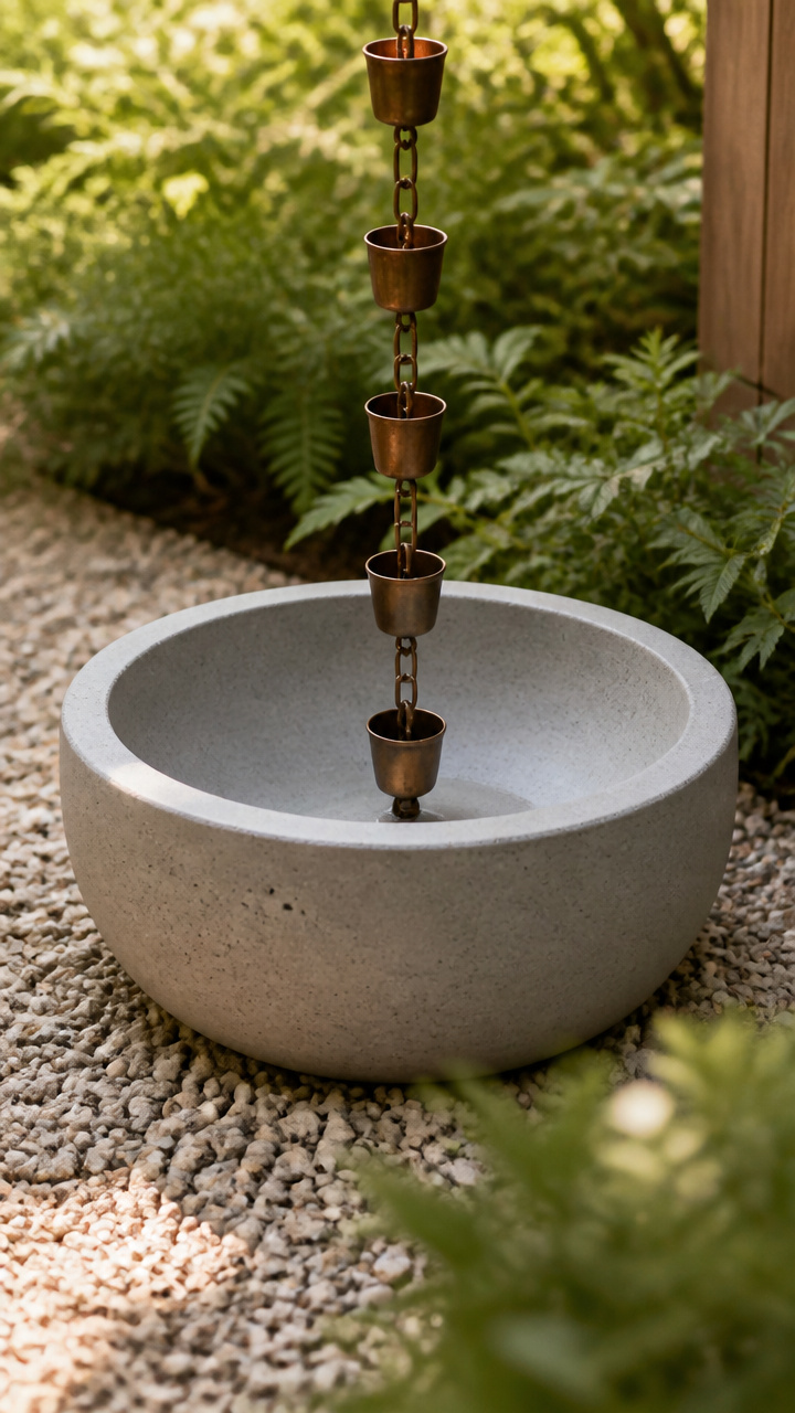Minimalist Rain Chain Basin