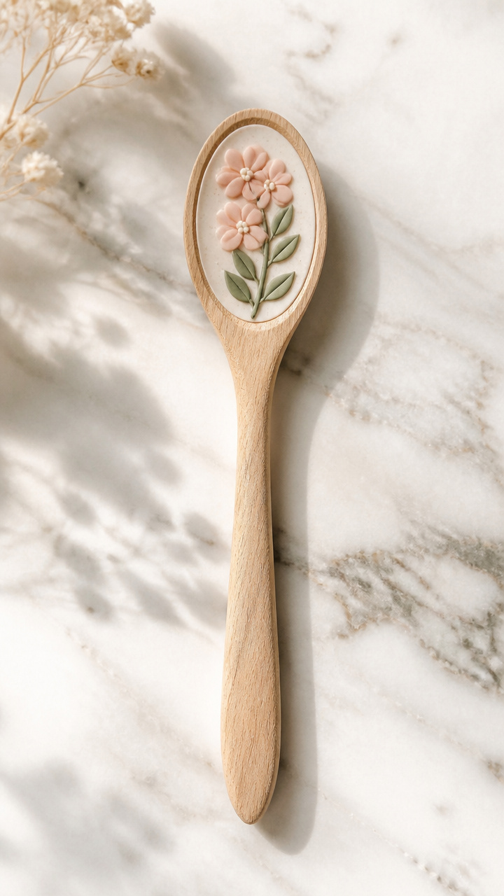 Polymer Clay Inlaid Wooden Spoons