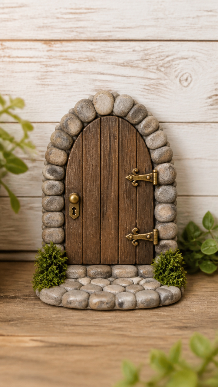Popsicle Stick Cobblestone Fairy Door
