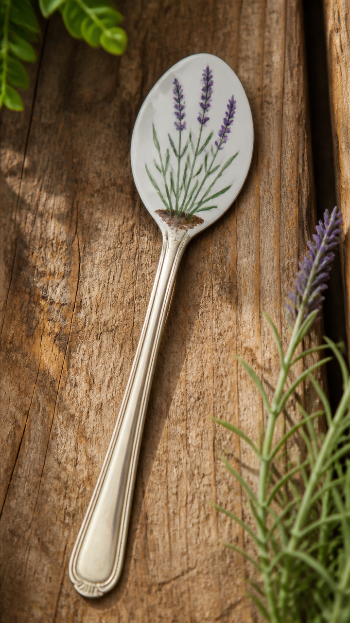 Porcelain Enamel Painted Silver Spoons