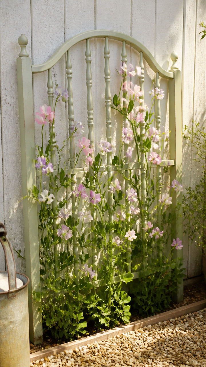 Spindle Headboard Sweet Pea Trellis