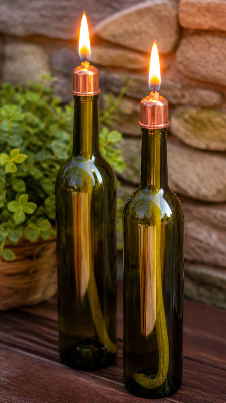 Upcycled Wine Bottle Torches