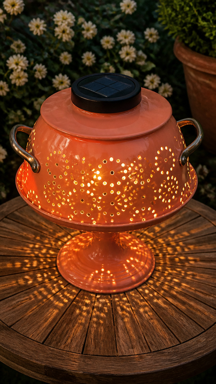 Vintage Colander Table Lantern