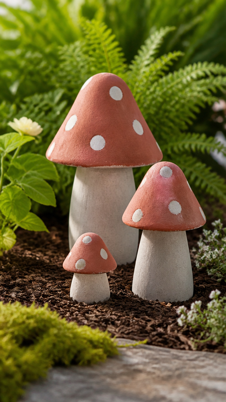 Yard Art Concrete Mushrooms