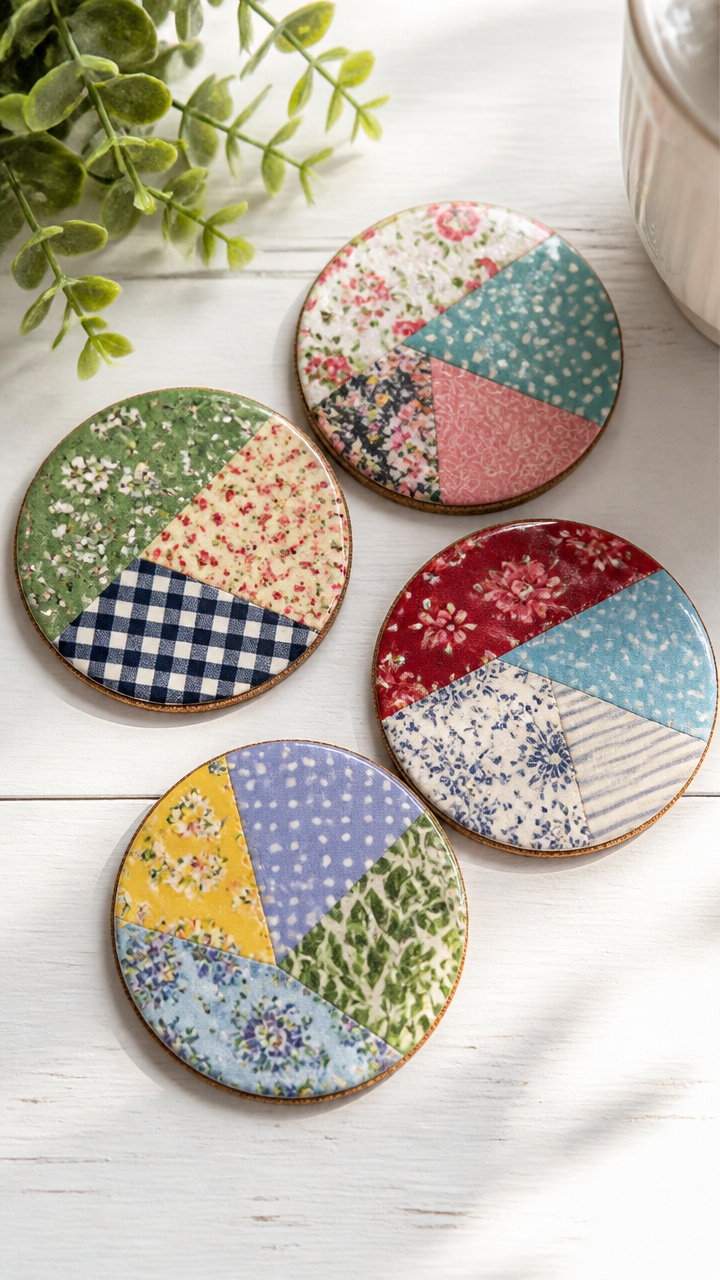 Fabric Scrap Coasters