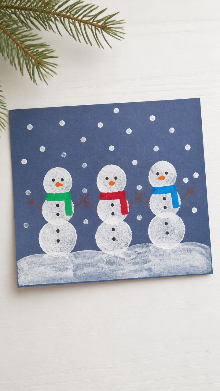 Fingerprint Snowmen Cards