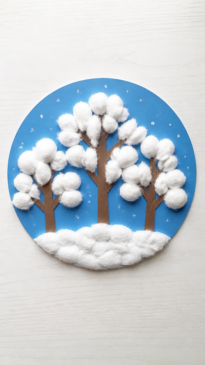 Cotton Ball Snowy Trees