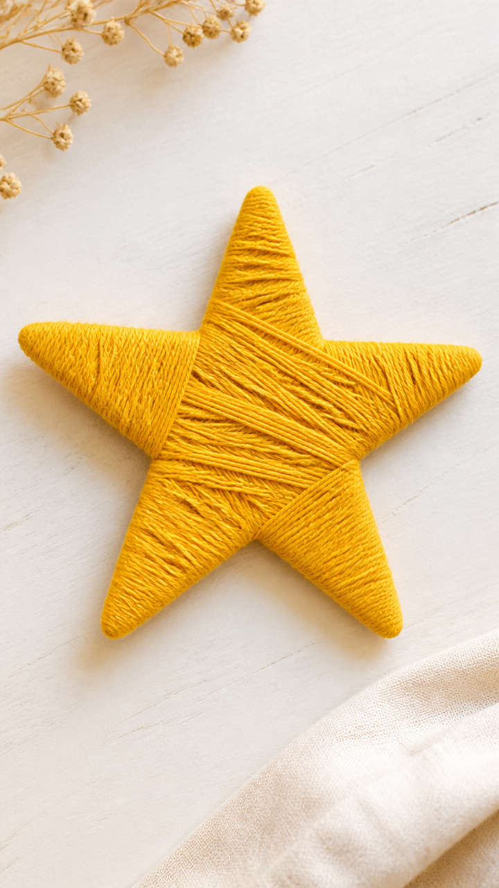 Yarn-Wrapped Cardboard Stars