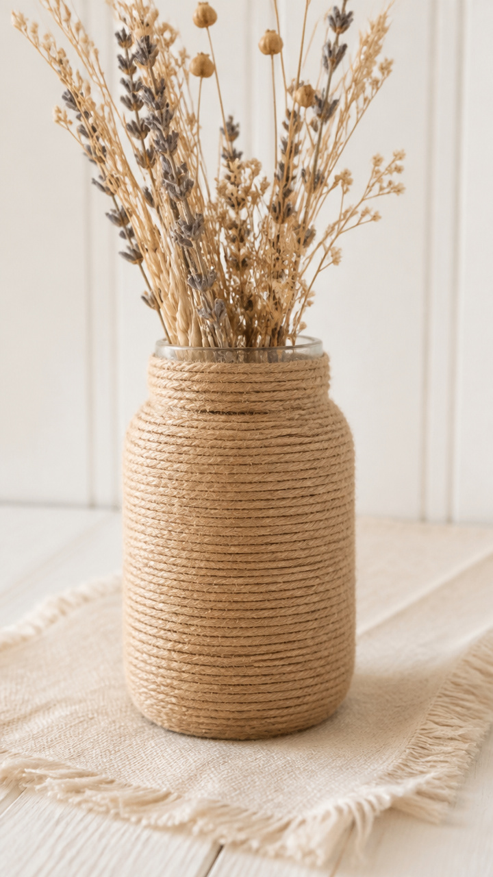 Twine-Wrapped Jar Vase