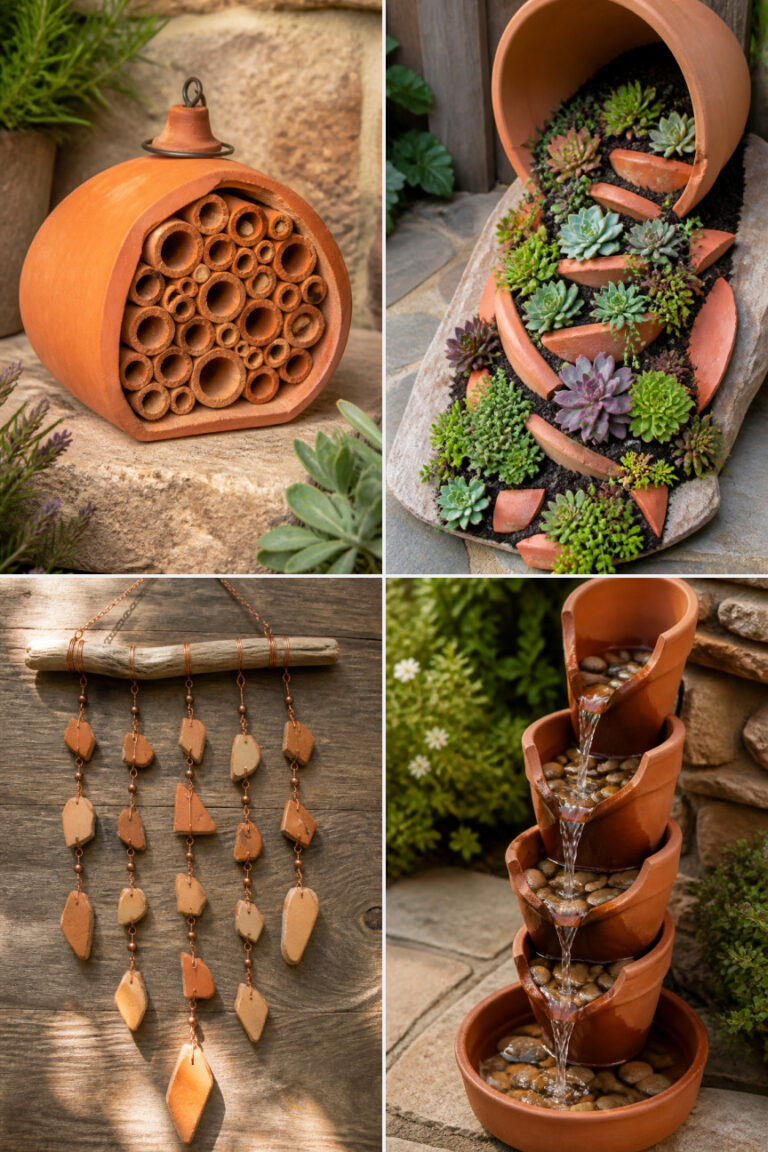 15 Rustic Garden Crafts Using Broken Pots and Terra Cotta Pieces