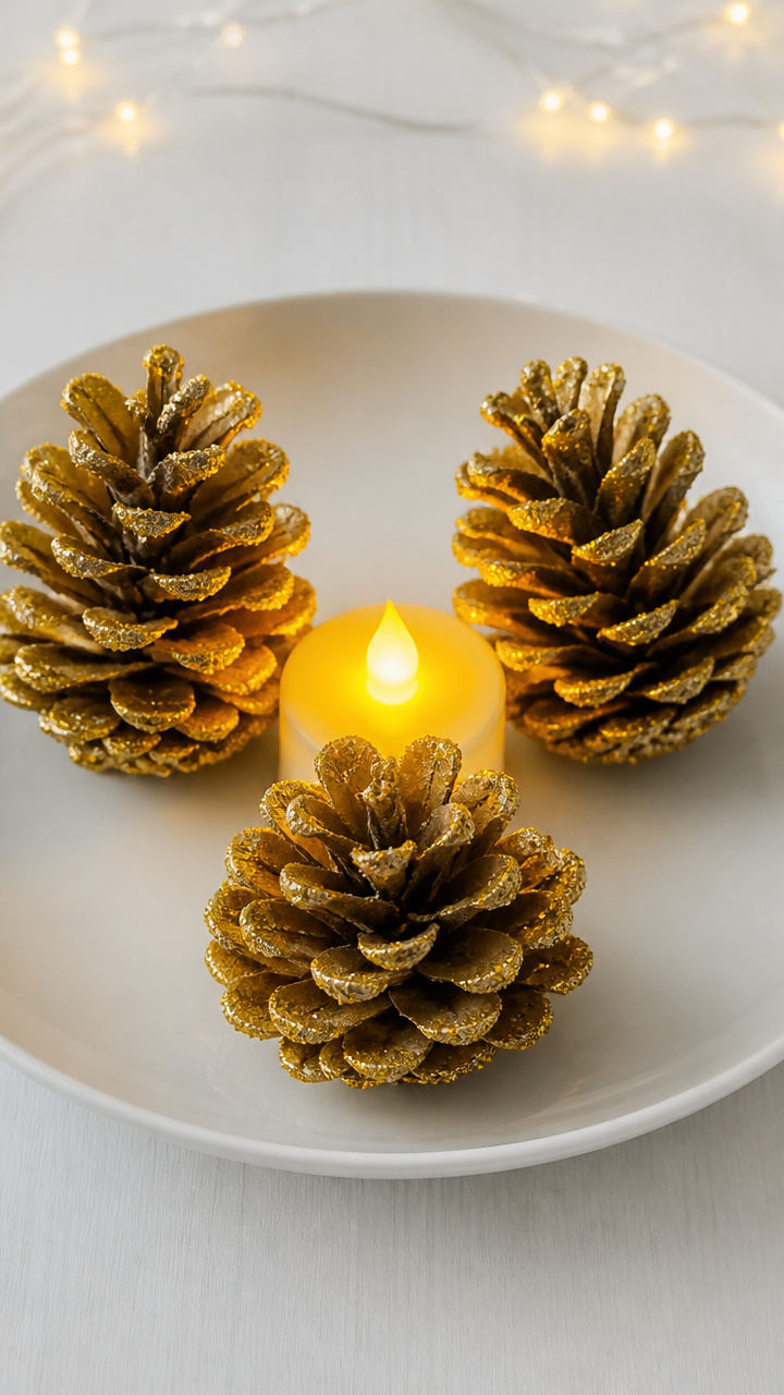 Glittery Pinecone Lanterns