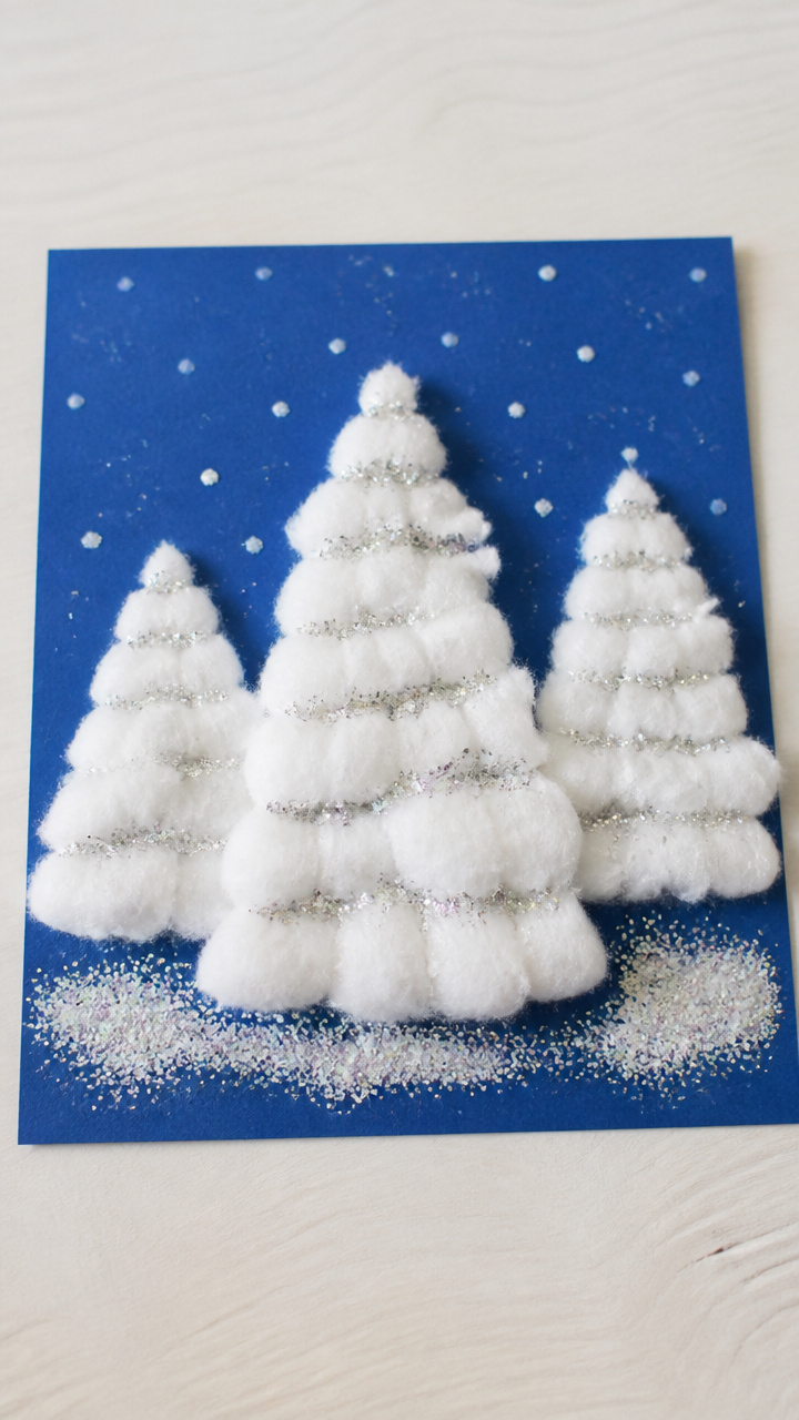 Cotton Ball Snow Trees