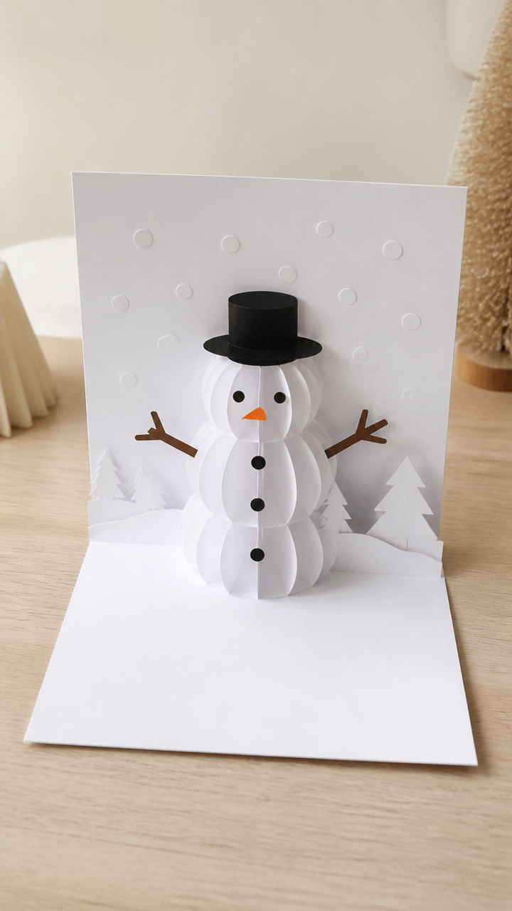 Folded Snowman Pop-Up Card
