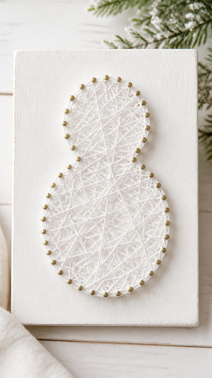Snowman String Art with Cardboard