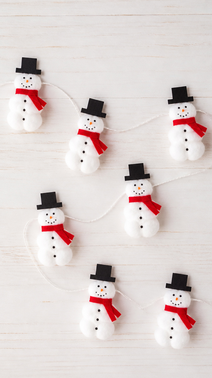Cotton Ball Snowman Garland