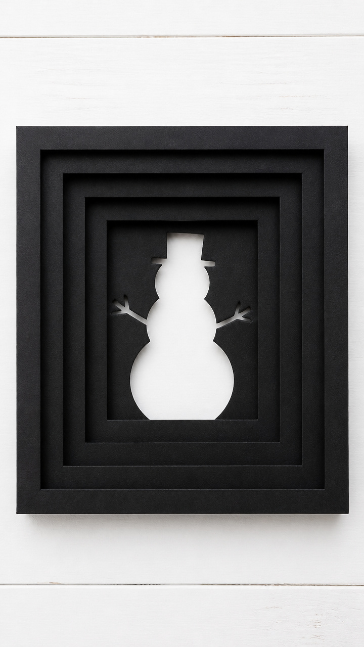 Layered Snowman Silhouette Frame