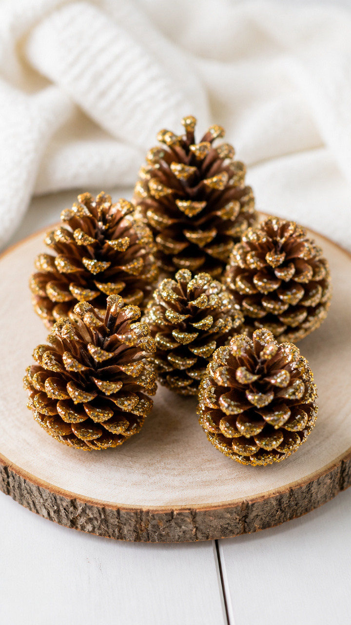 Glitter-Dipped Pinecones