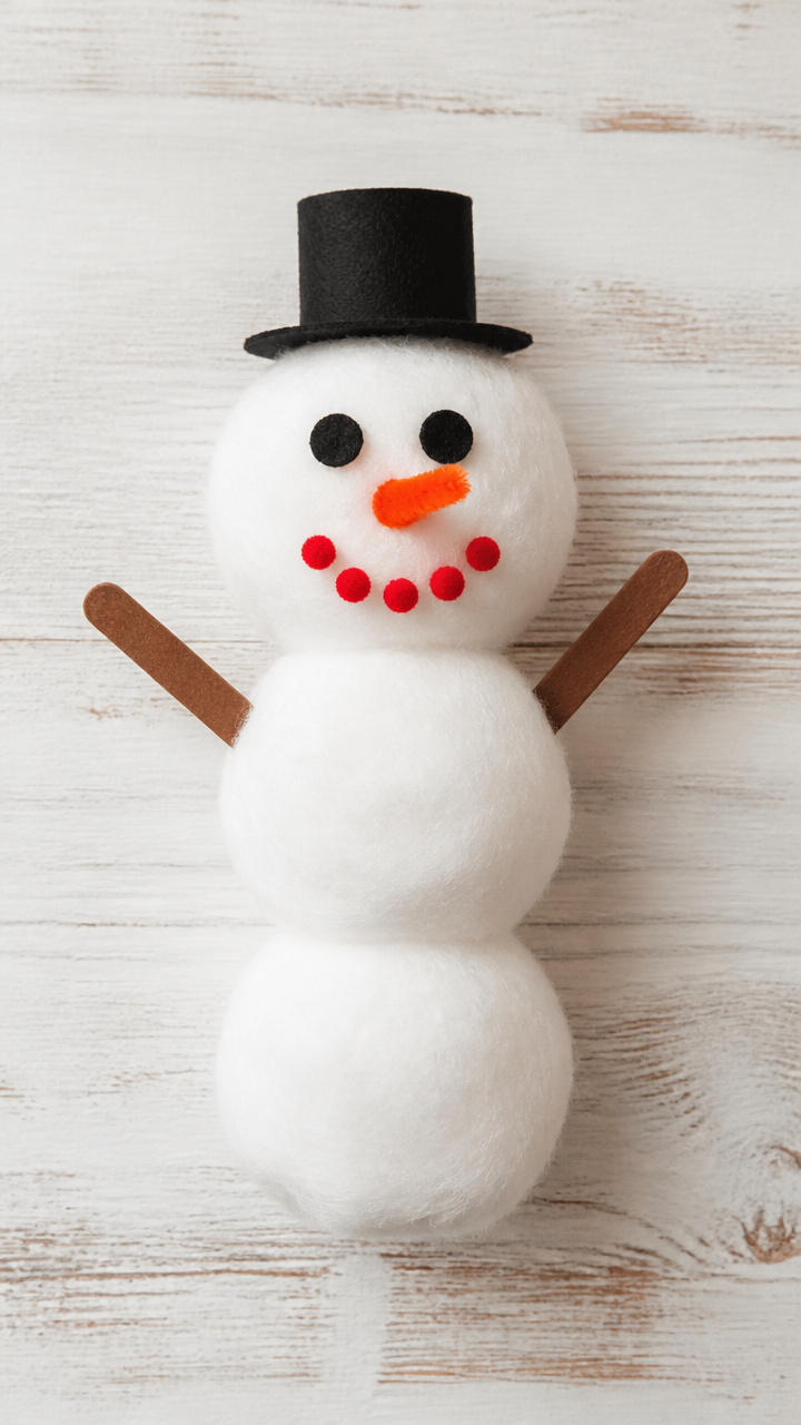 Cotton Ball Snowmen
