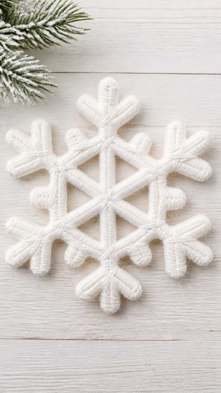 Yarn-Wrapped Snowflakes