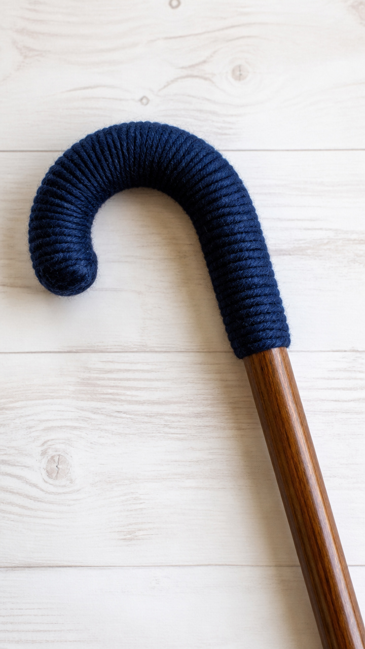 Yarn-Wrapped Walking Stick Handle