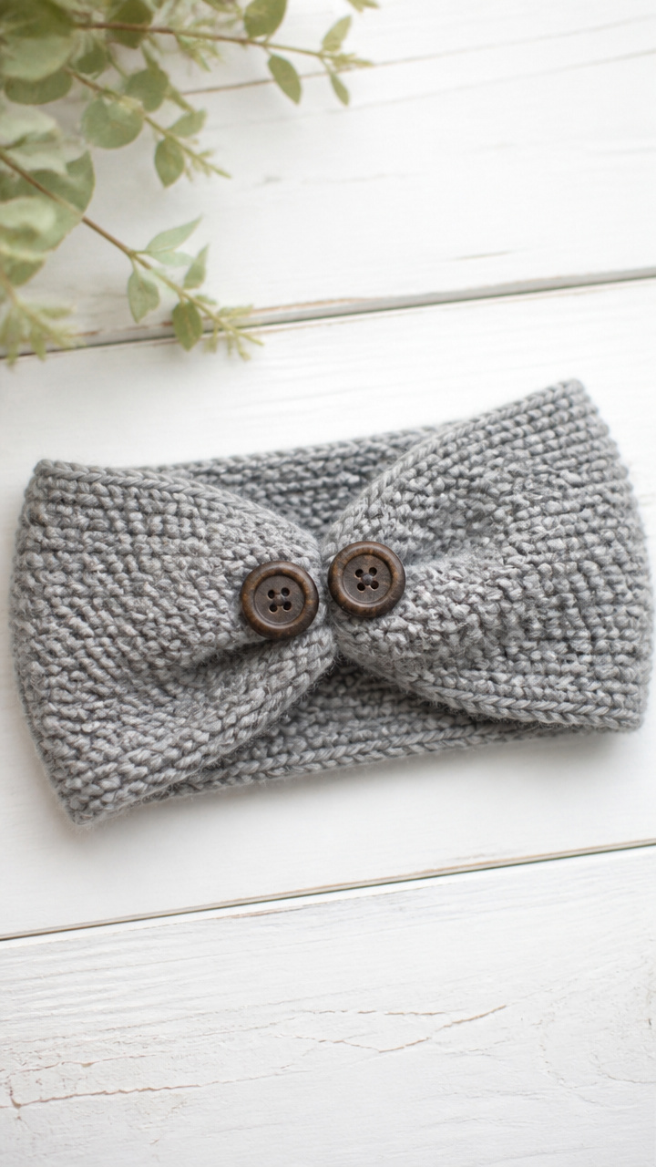 Knit Headband with Buttons
